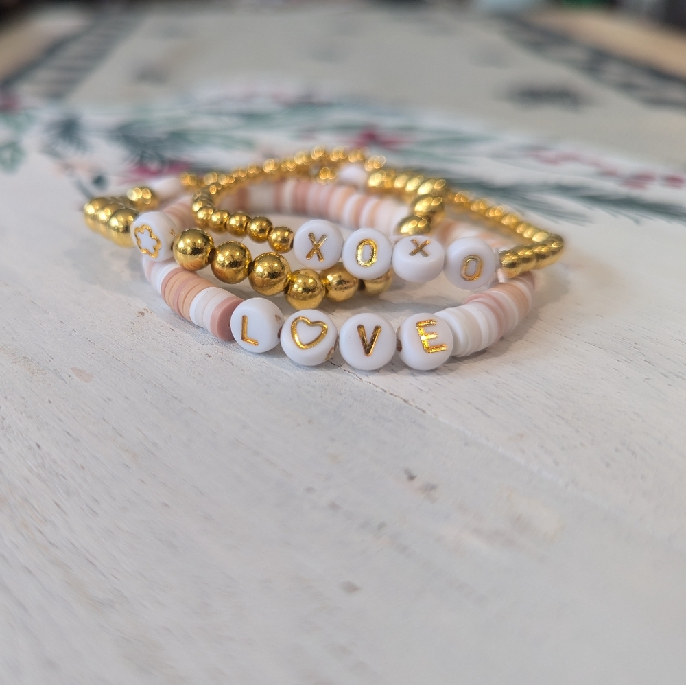 Three Handmade Beaded Bracelet Stack